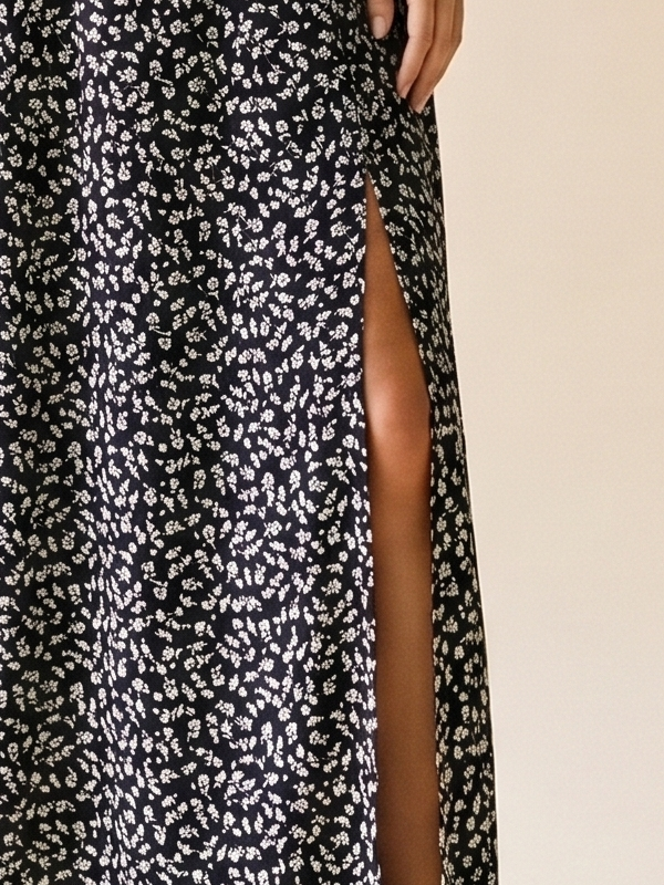 Fiorella Slit Printed Skirt, fabric detail close-up