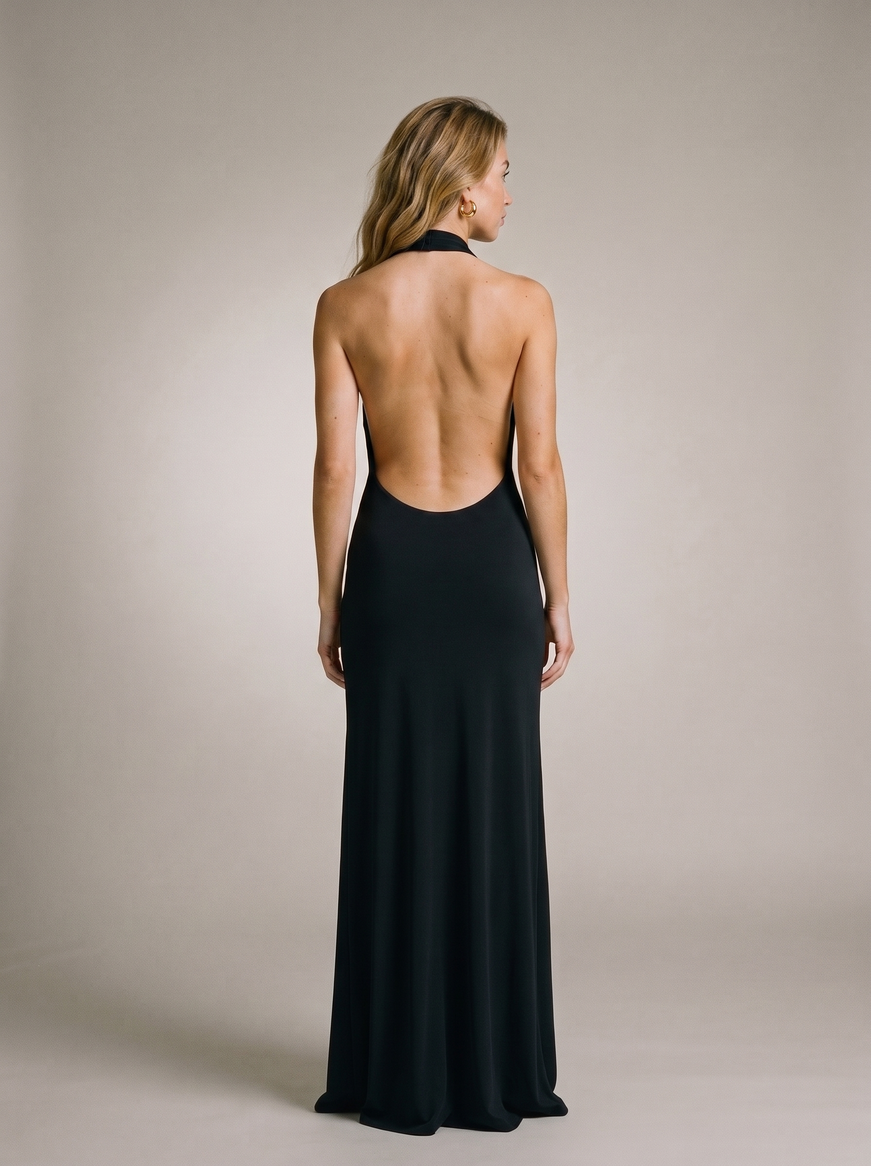 Flora — Split Backless Halter Neck Maxi Dress