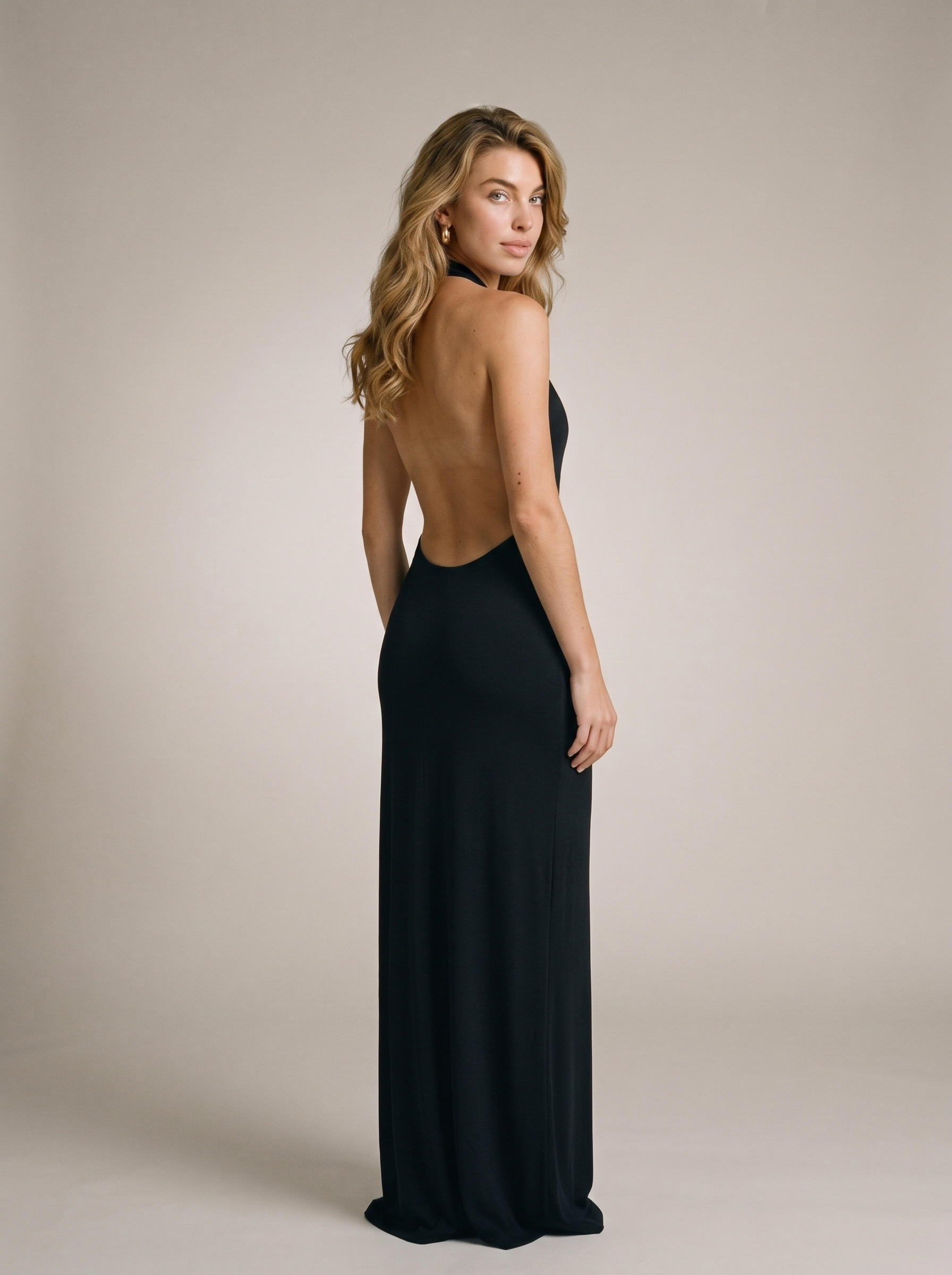 Flora — Split Backless Halter Neck Maxi Dress