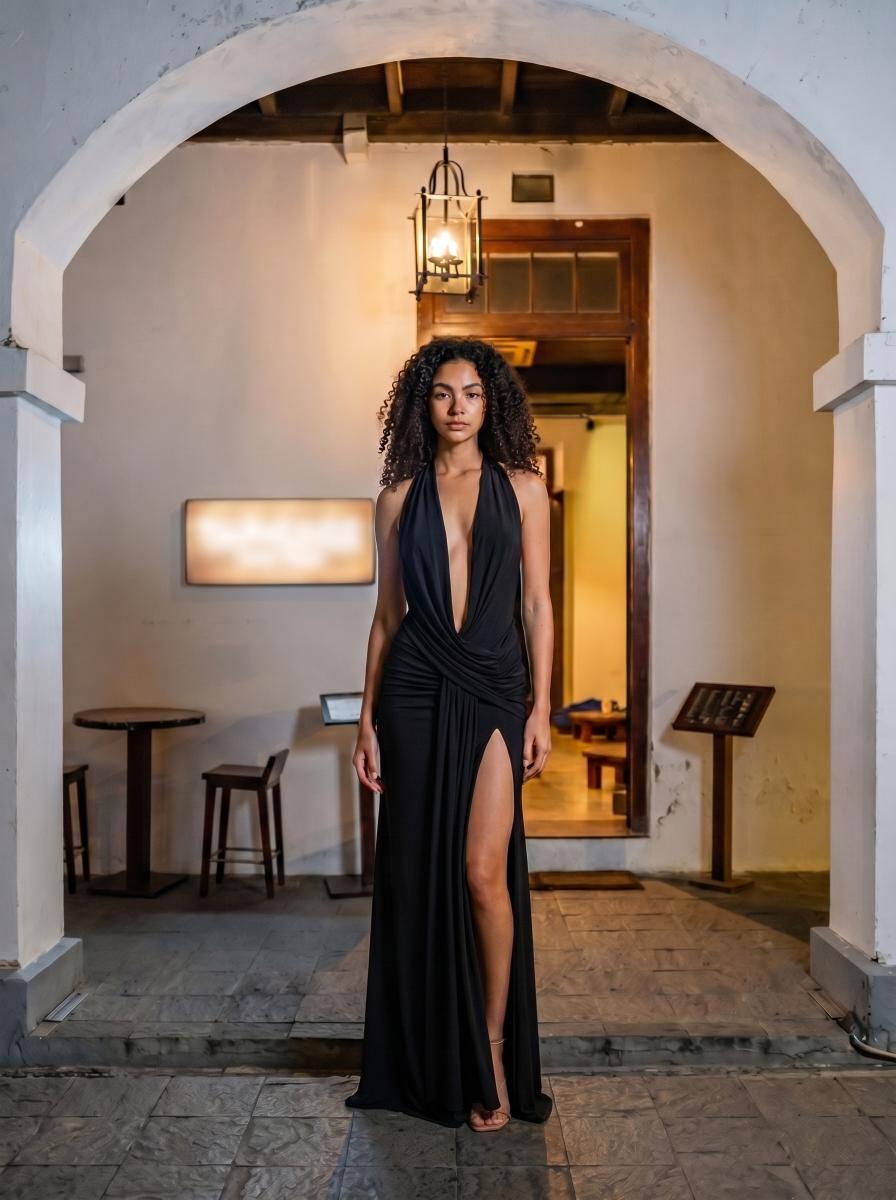 Flora — Split Backless Halter Neck Maxi Dress, lifestyle