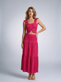 Taormina Textured Crop Top and Tiered Skirt Set, front view on model