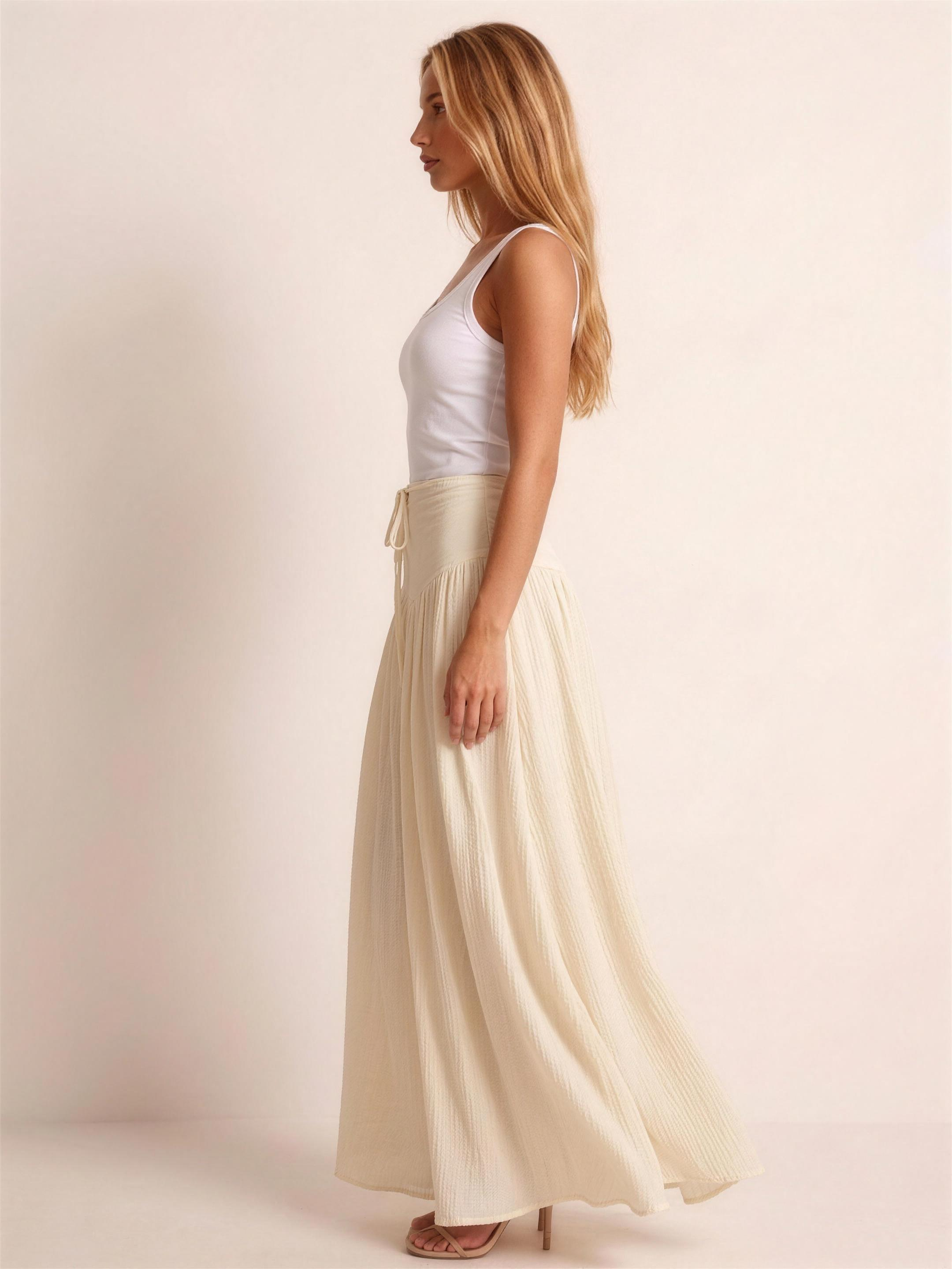 Positano — Tied Flowy Maxi Skirt, side view