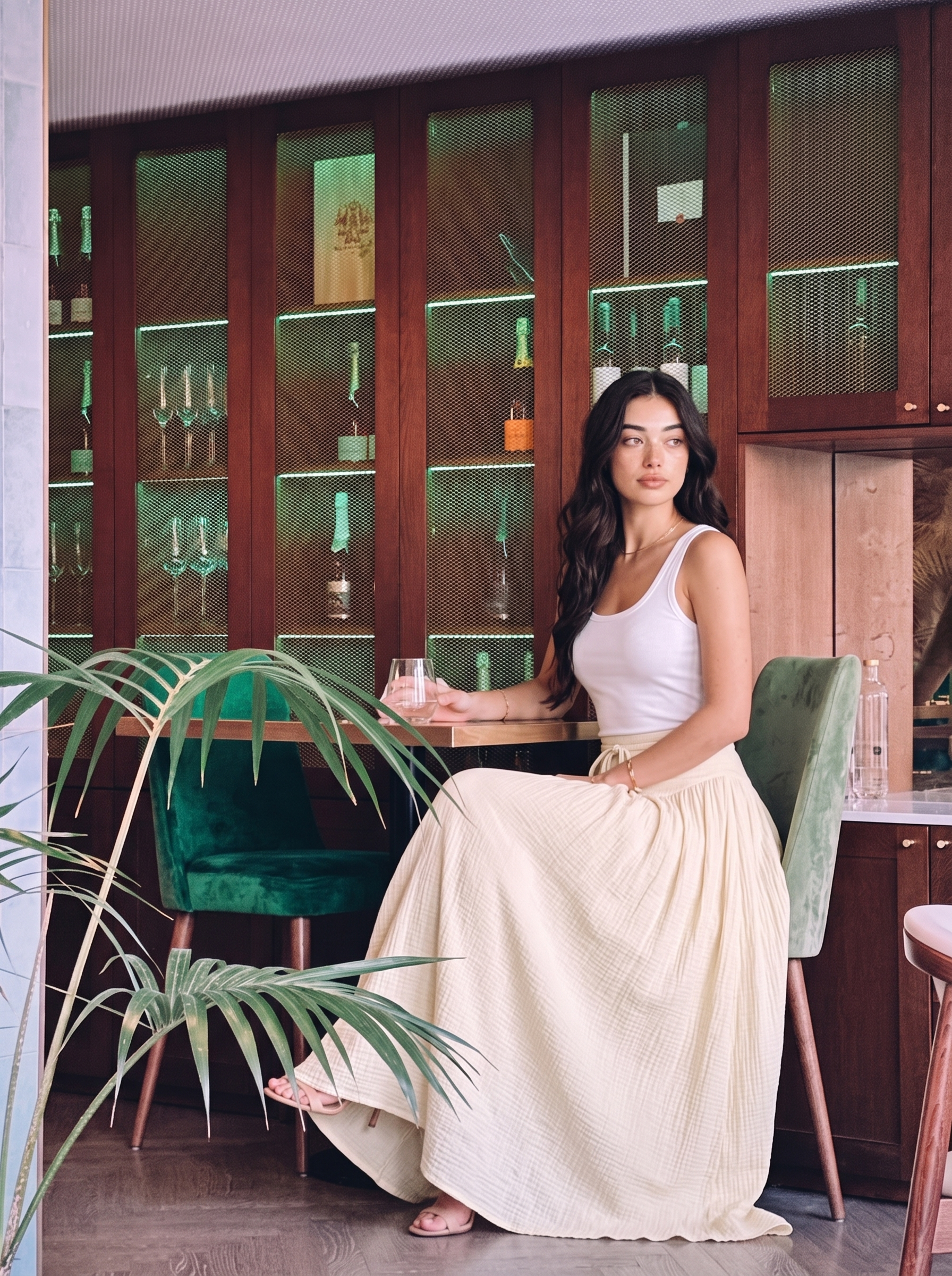 Positano — Tied Flowy Maxi Skirt, lifestyle