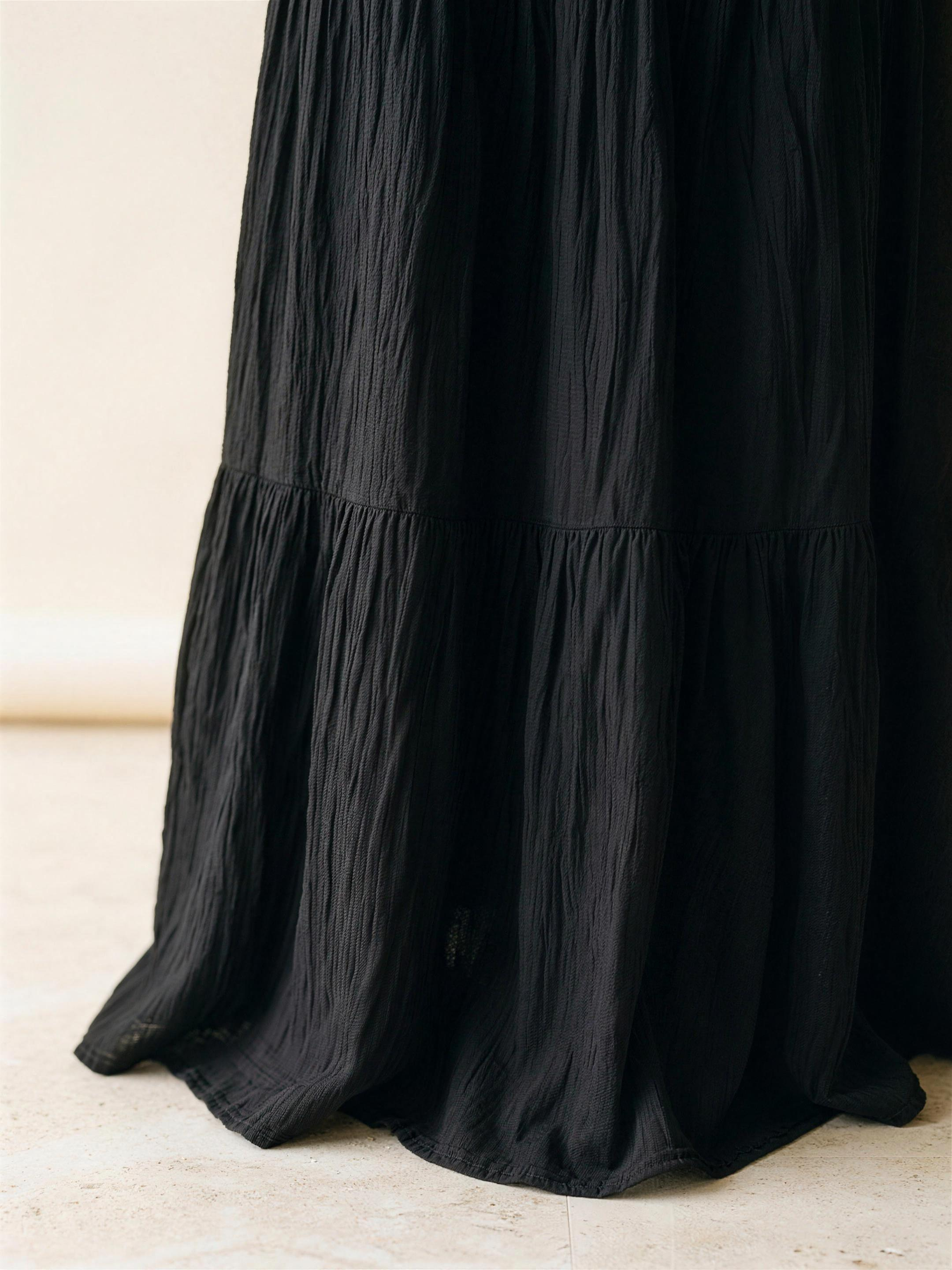 Amalfi Tiered Maxi Skirt, fabric detail close-up
