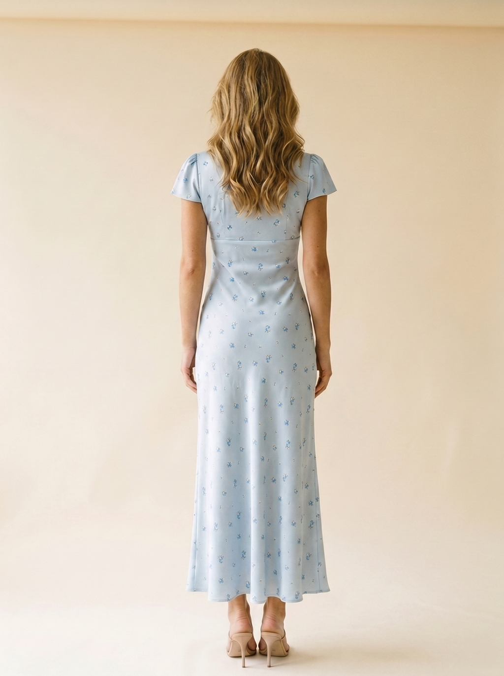 Alghero — V-Neck Cap Sleeve Maxi Dress, back view
