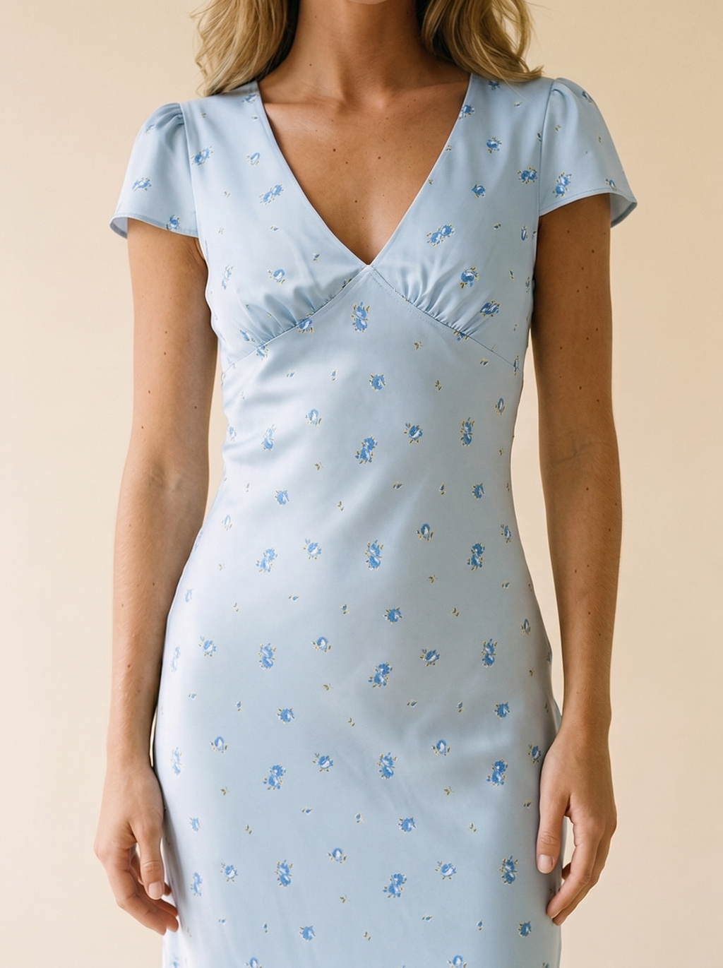 Alghero — V-Neck Cap Sleeve Maxi Dress, fabric detail